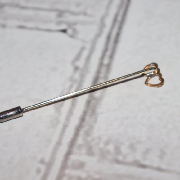 💛✨📌 VINTAGE GOLD HEART STICK PIN · 2.75" · END CAP INCLUDED - Picture 2 of 4